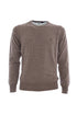 Brown crewneck sweater in merino wool