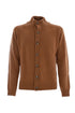 High neck camel wool cardigan with buttons