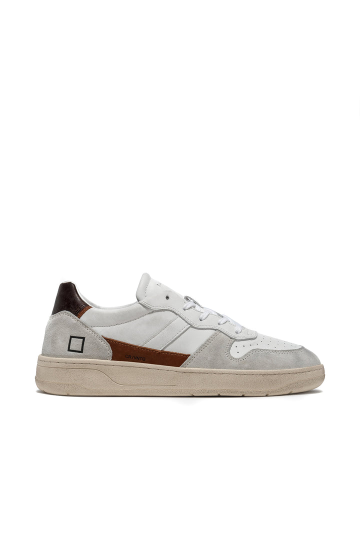 DATE Sneaker bassa bianca-marrone COURT 2.0 in pelle - Mancinelli 1954