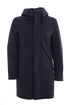 Dark blue parka in technical fabric with hood