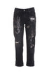 Jeans boyfriend cropped in denim nero con lavaggio medio