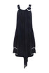 Slim black sheath dress with wide sleeves in georgette