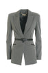 Slim long silver-black tweed blazer
