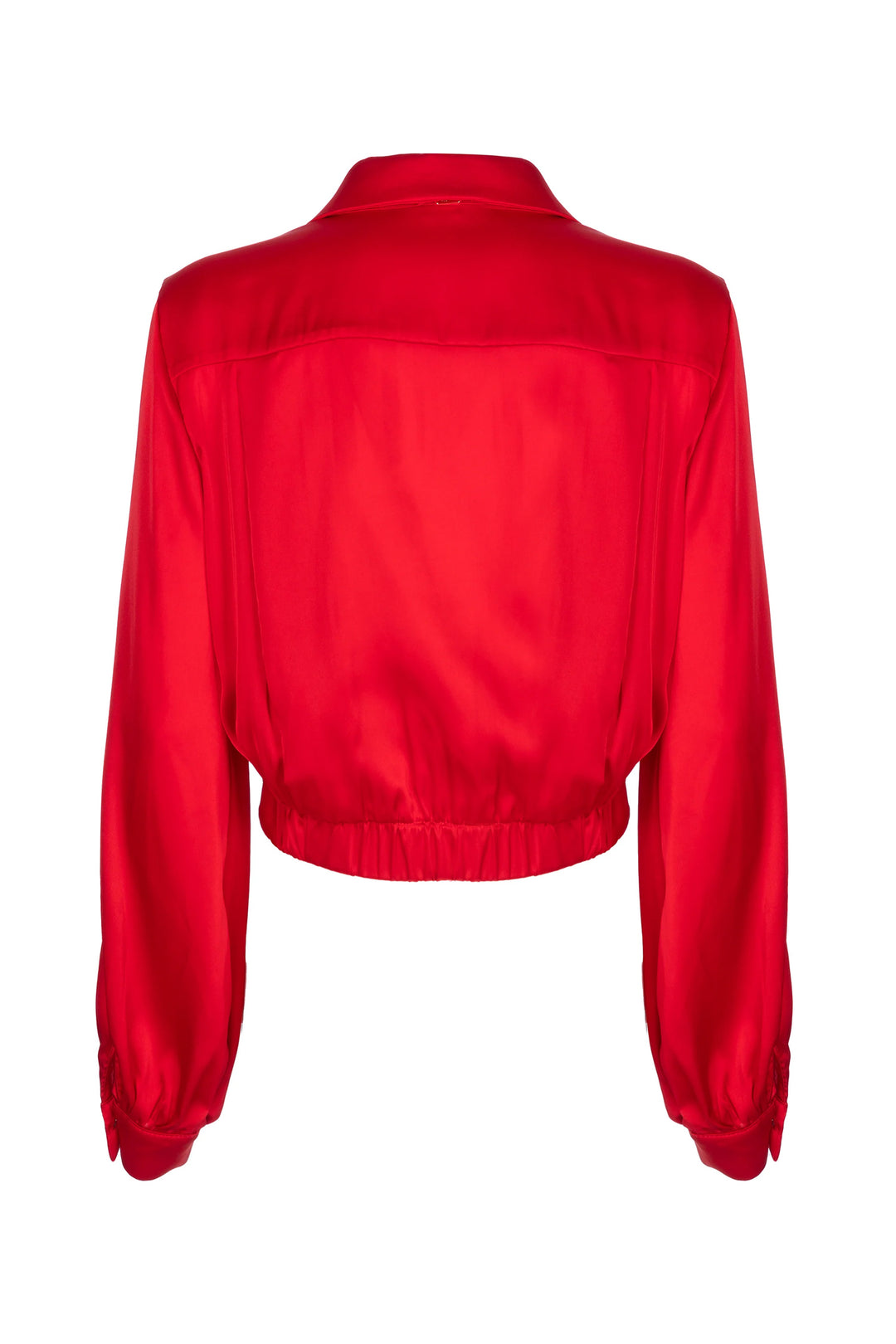 FRACOMINA Camicia cropped rossa in raso con incrocio sul davanti - Mancinelli 1954