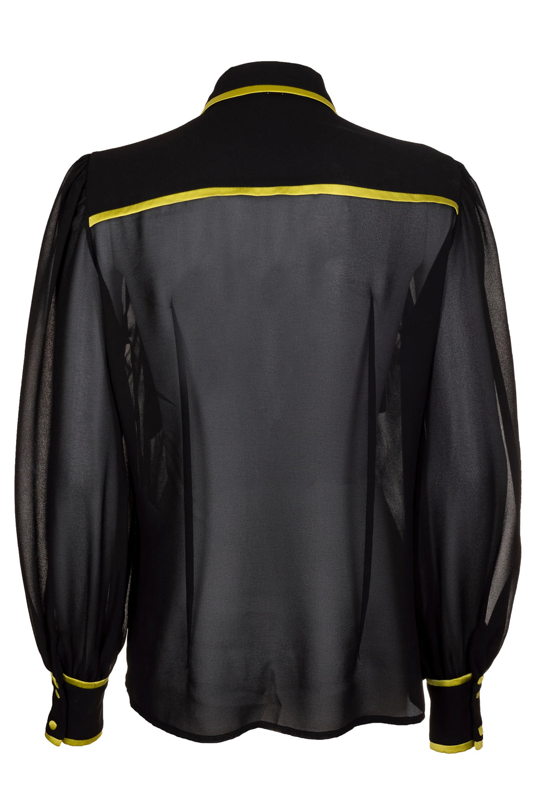 FRACOMINA Camicia regular nera in georgette con nastri in colore a contrasto - Mancinelli 1954