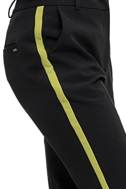 FRACOMINA Pantalone chino regular nero in tessuto stretch con bande in colore a contrasto - Mancinelli 1954