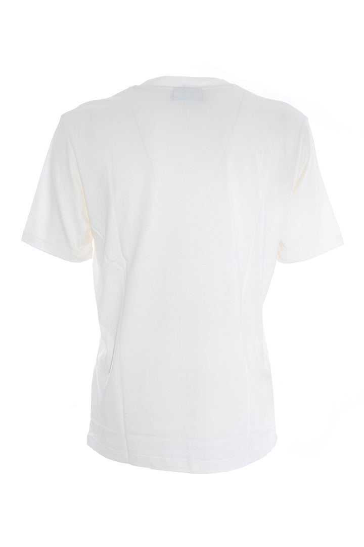 GAELLE T-shirt bianca in cotone con logo in punto spugna ricamato - Mancinelli 1954