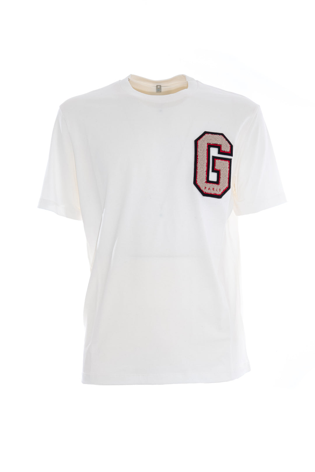 GAELLE T-shirt bianca in cotone con logo in punto spugna ricamato - Mancinelli 1954