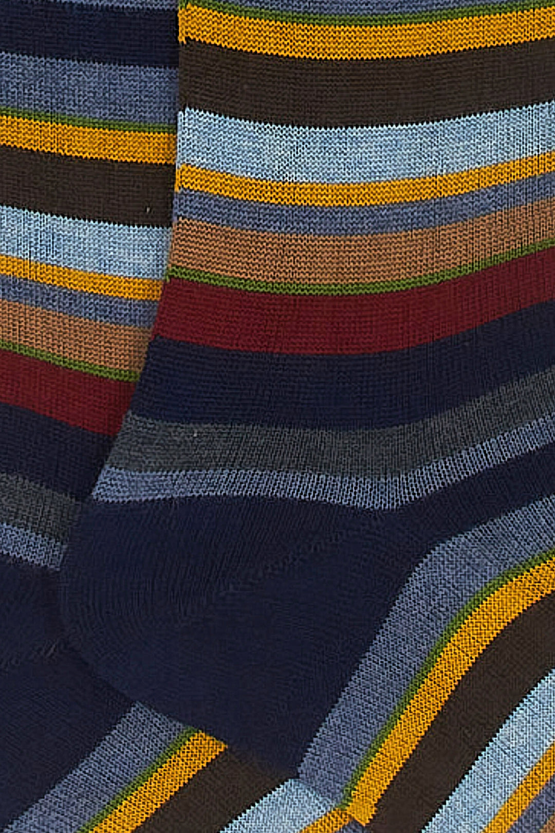 GALLO Calze lunghe cotone e cashmere blu navy righe multicolor micro - Mancinelli 1954