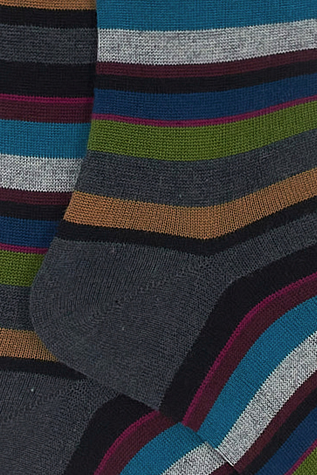 GALLO Calze lunghe cotone e cashmere sasso righe multicolor micro - Mancinelli 1954