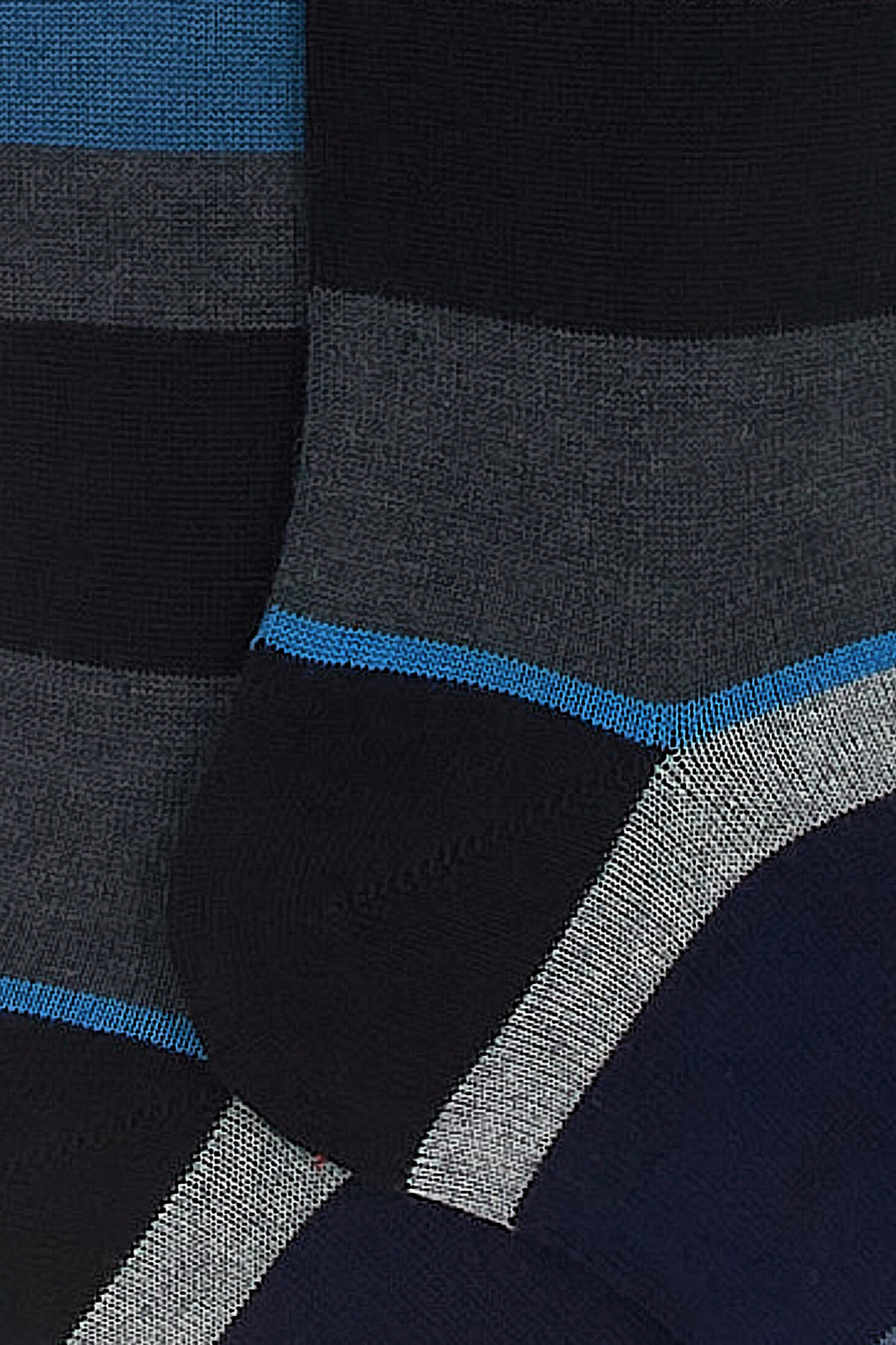 GALLO Calze lunghe cotone e cashmere nero righe multicolor macro - Mancinelli 1954