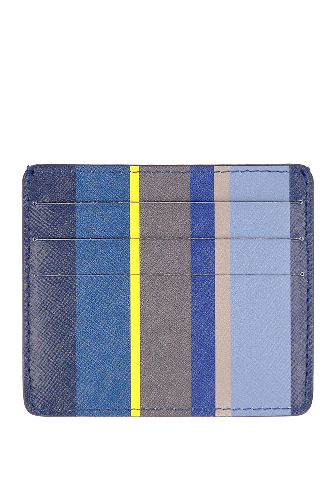 GALLO Porta carta di credito pelle blu righe multicolor - Mancinelli 1954