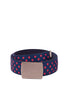 Unisex navy blue polka dot patterned elastic ribbon belt