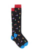Charcoal light cotton long socks with Christmas objects pattern