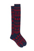 Long royal blue cotton socks with Greek Christmas pattern