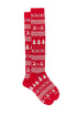 Long red cotton socks with Greek Christmas pattern