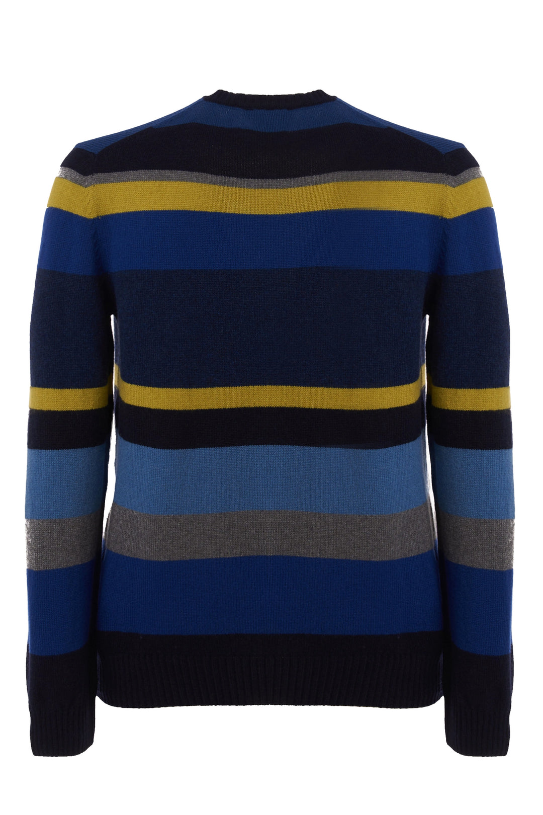 GALLO Pull girocollo lana, viscosa e cashmere blu righe multicolor - Mancinelli 1954