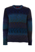 Crewneck sweater in wool, acrylic, alpaca blue with shaded pattern