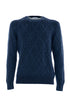 Blue crewneck sweater in cashmere vanise 'blend with rhombuses
