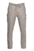 Gray flannel cargo pants with zip and button closure
