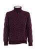 Burgundy cable-knit turtleneck sweater in wool and cashmere