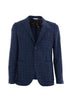 Blue tartan two-button jacket in wool blend