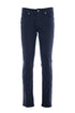 Dark blue five-pocket trousers in stretch cotton gabardine with patches