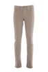 Khaki five-pocket trousers in stretch cotton gabardine with patches
