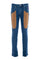 Five-pocket jeans in Tri-Blend stretch denim with camel alcantara patches