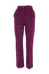 Wine cigarette trousers in stretch technical fabric with geometric pattern
