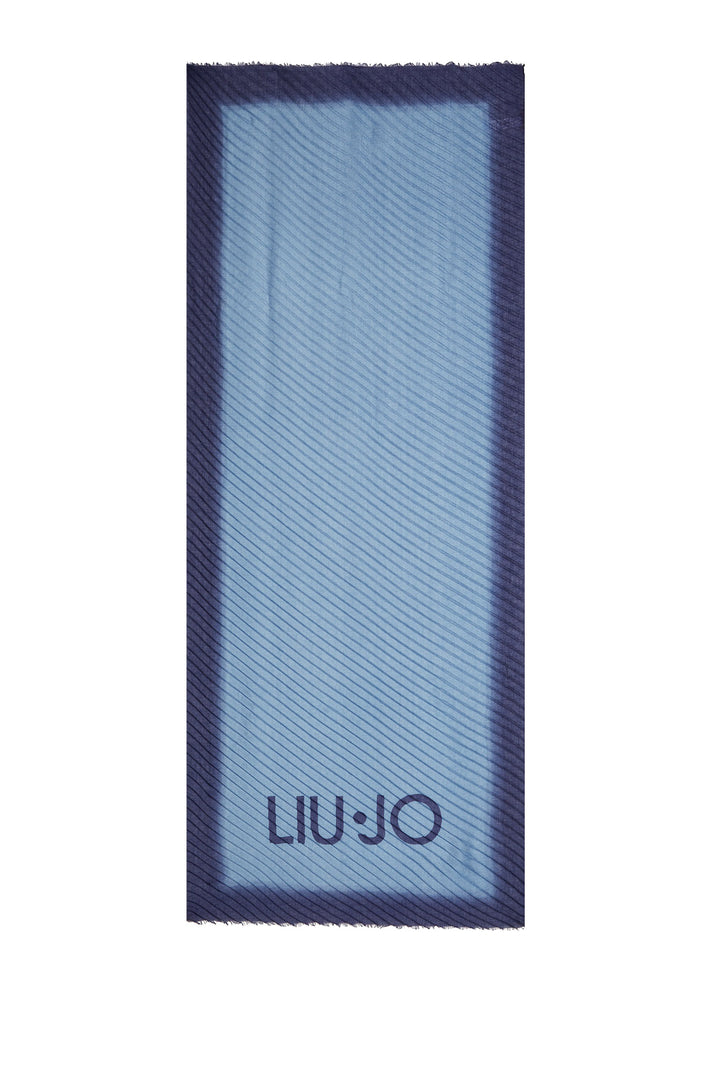LIU JO Stola azzurro polvere ecosostenibile degradè con logo - Mancinelli 1954