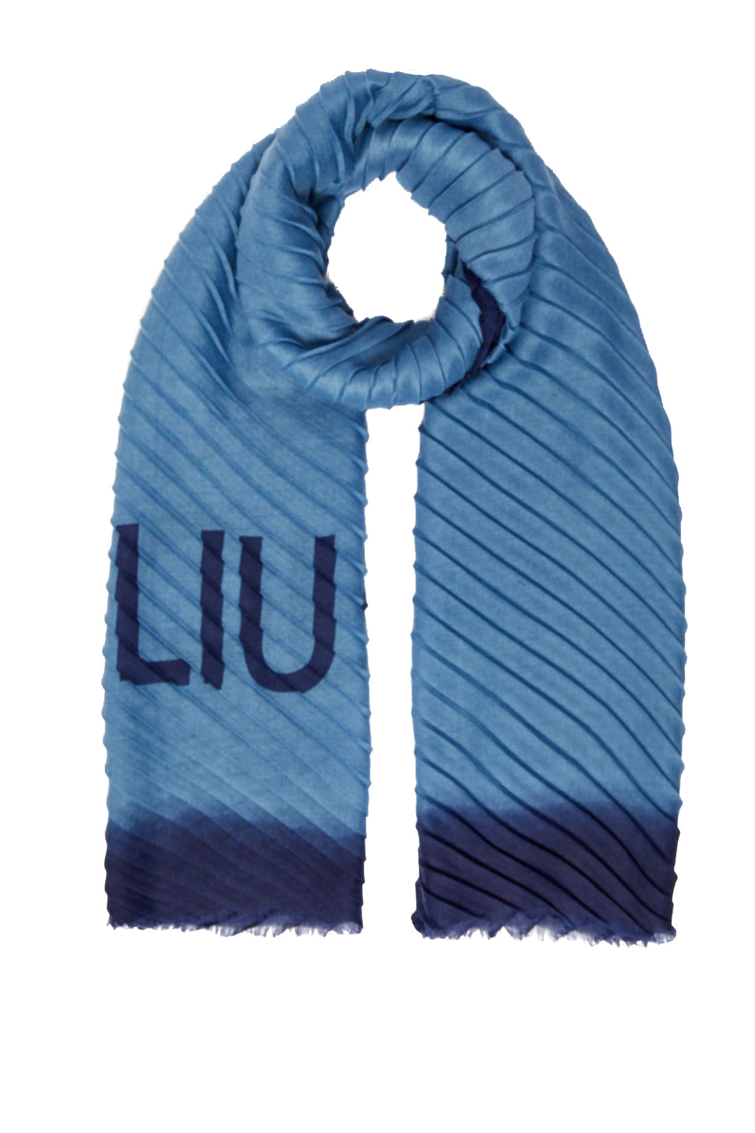 LIU JO Stola azzurro polvere ecosostenibile degradè con logo - Mancinelli 1954