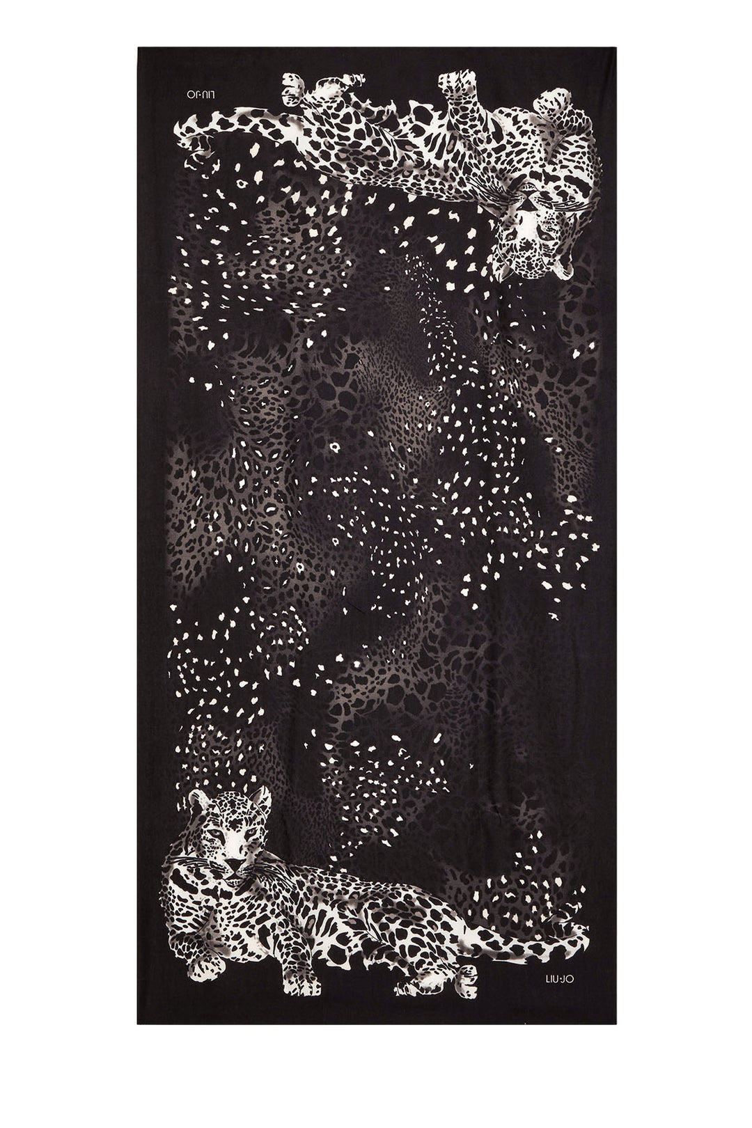 LIU JO Stola nera animalier con leopardo - Mancinelli 1954
