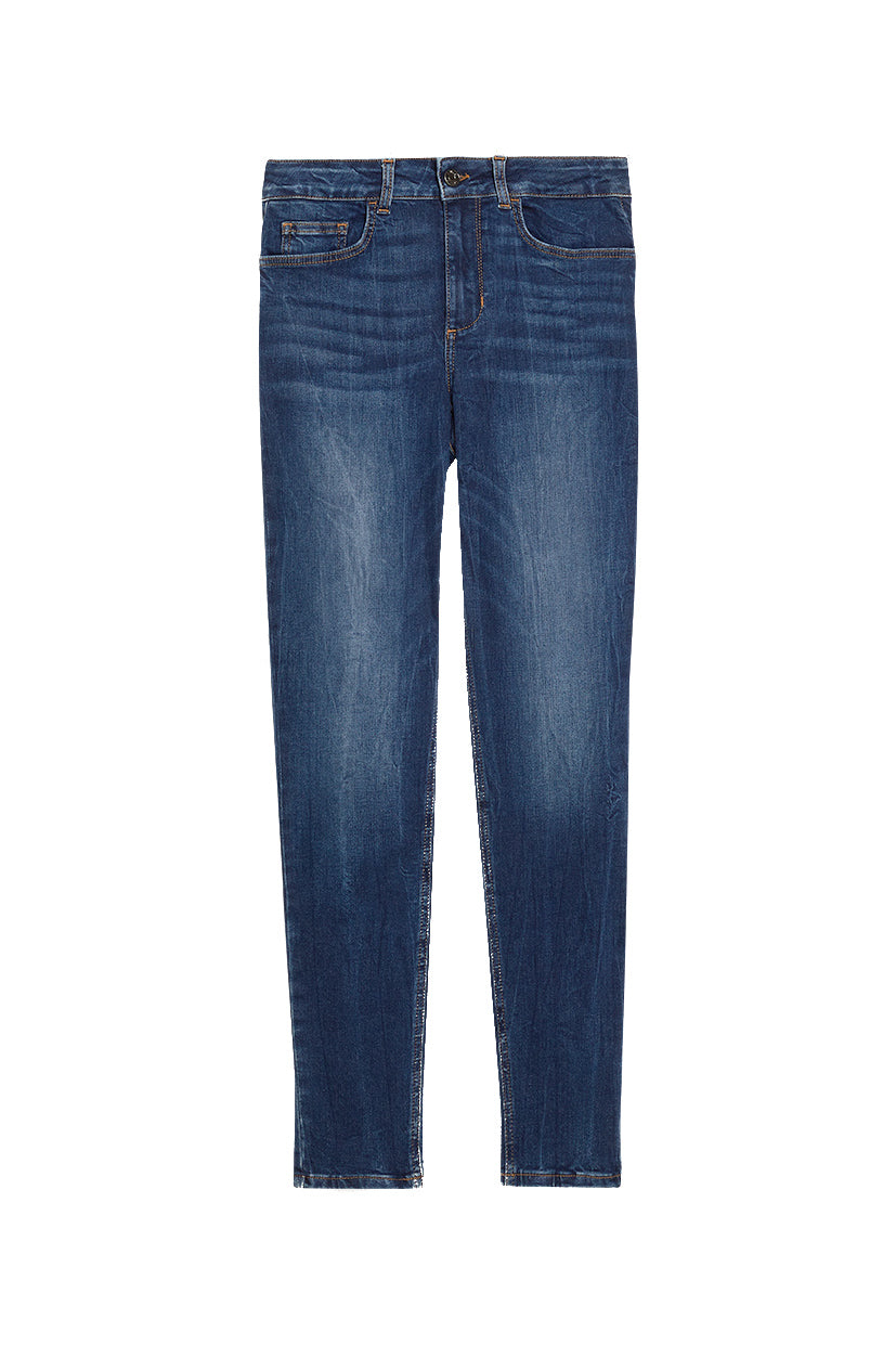 LIU JO Jeans skinny bottom up con strass in denim blu stretch - Mancinelli 1954