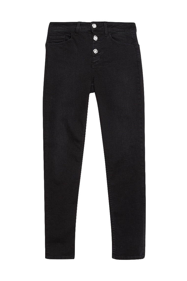 LIU JO Jeans skinny bottom up in denim nero con bottoni - Mancinelli 1954