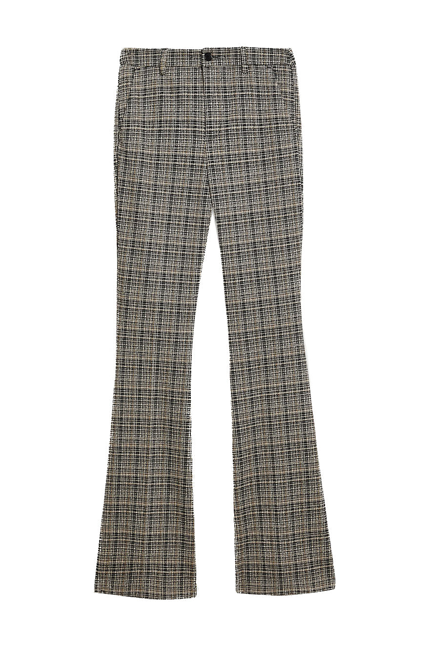 LIU JO Pantaloni a zampa check jacquard grigio in maglia stretch - Mancinelli 1954