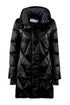 Black iridescent down jacket with ISABEL high collar