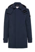 Smooth waterproof graphite blue trench coat with detachable hood