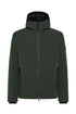 Smooth green bomber jacket in primaloft with black details