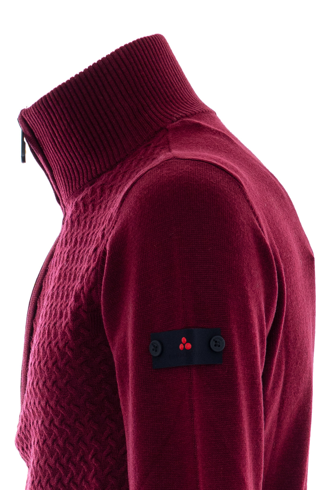 PEUTEREY Maglia mezzazip rossa in misto lana con motivo intrecciato - Mancinelli 1954