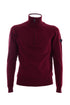 Red half-zip sweater in wool blend with woven pattern