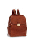 Brown leather backpack with side pockets