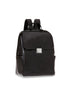 Black leather backpack with side pockets