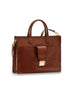 Brown leather briefcase with detachable shoulder strap