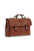 Brown leather briefcase with shoulder strap