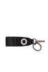 Black leather keychain with metal insert