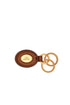 Porte-clés ovale en cuir marron avec anneaux