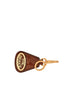 Brown leather keychain with logo