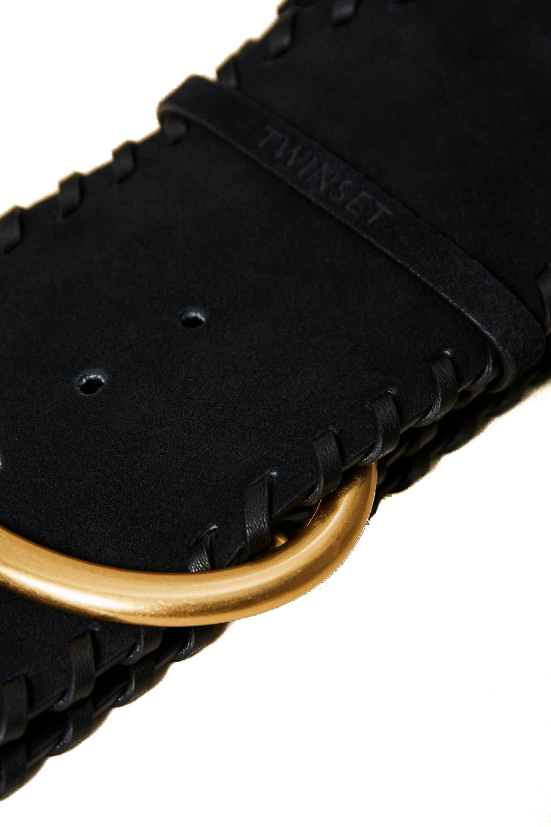 TWINSET Cintura alta nera in pelle con infilature - Mancinelli 1954