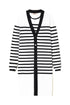 Black and white striped cardigan and top